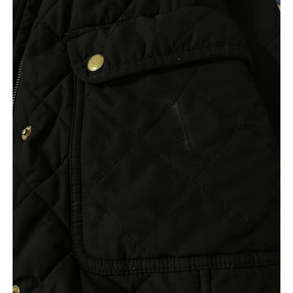 J. Crew Factory Quilted Jacket Black Gold Mock Neck Size XS (READ) - Picture 9 of 10
